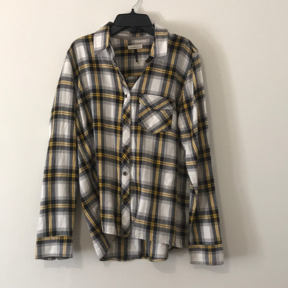 Grey/Yellow plaid Button Down